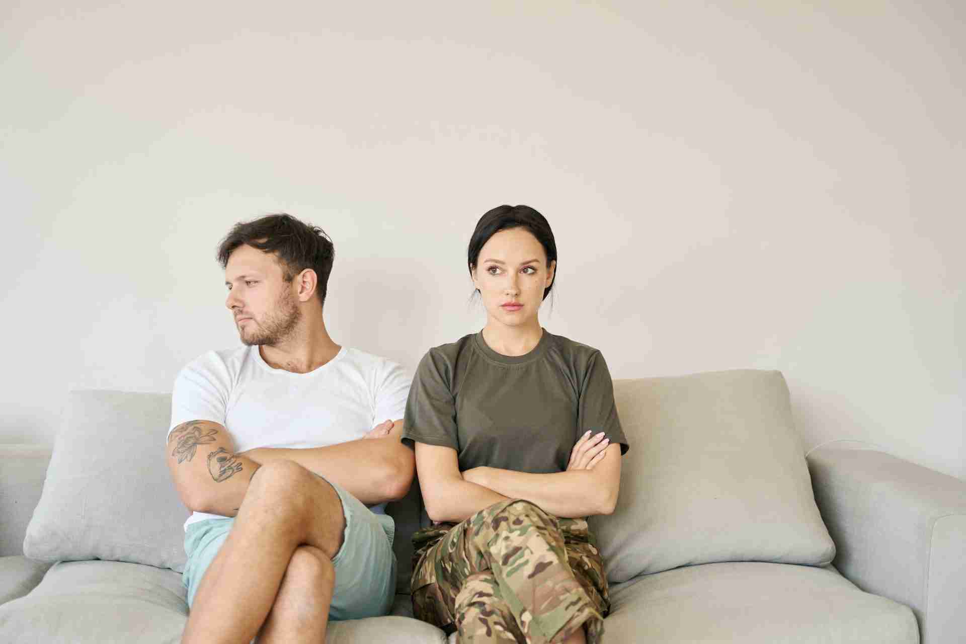 Stress-Proof Your Life: How To Build A Winning Stress Management Plan Today 2 Conflicting Couple Sitting On Sofa In Closed Poses